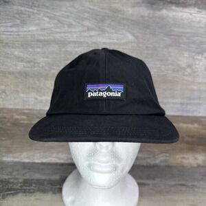 Patagonia P-6 Label Trad Cap Black Hat Adjustable Black Patagonia Baseball Cap